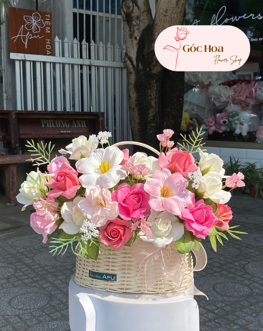 Góc Hoa - Lãng Hoa Lụa Thiết Kế Tone Hồng Pastel - Hoa Giả Decor Cao Cấp